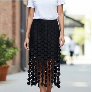 NWOT ~ Women's Black Boho Fringe Long Skirt with Mini Skirt Underneath ~ MEDIUM